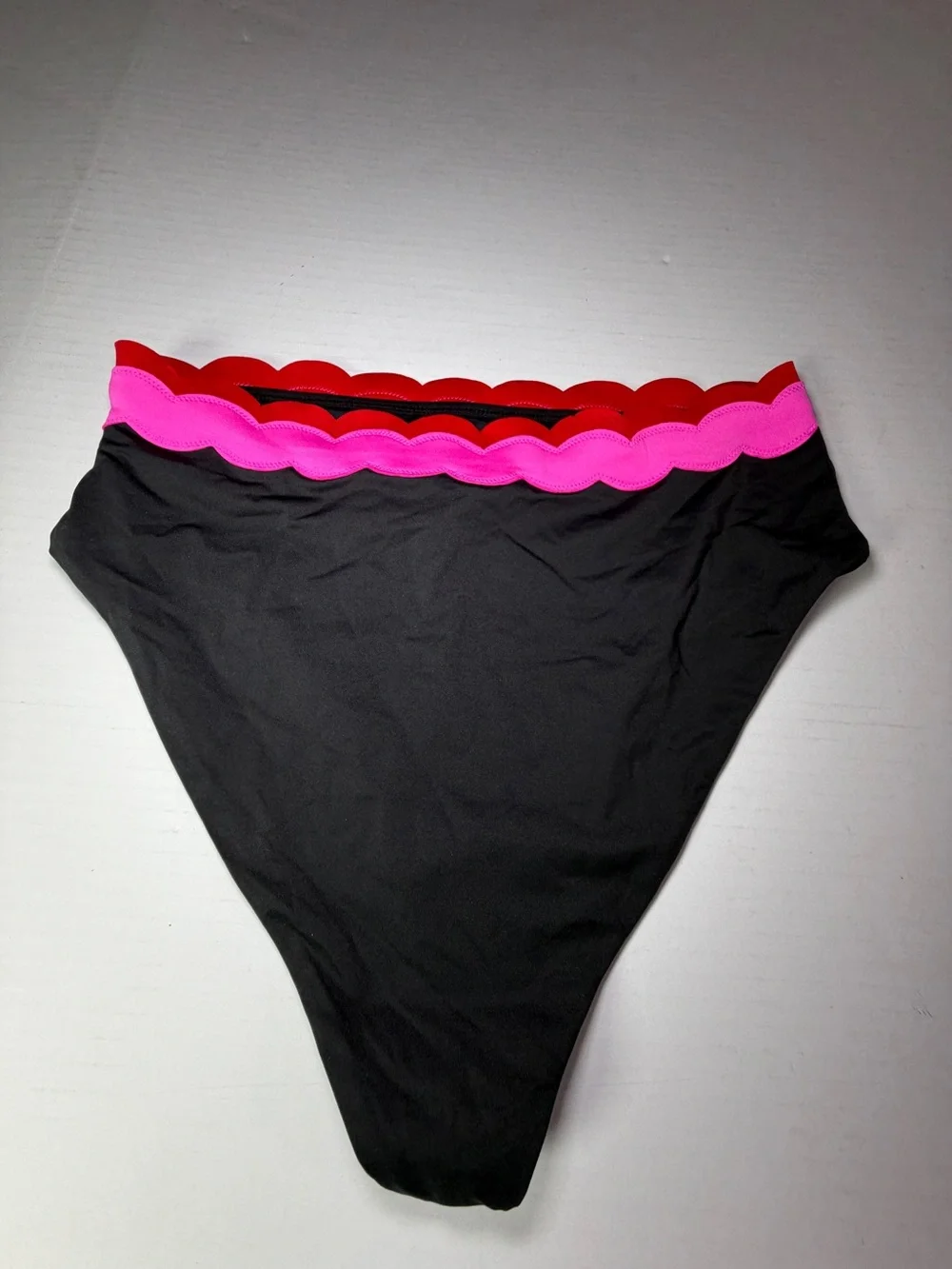 Beach Riot Black Bikini Bottom w Pink Scalloped trim NWOT